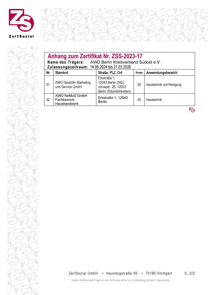 Zertifizierungsurkunde 2023-17, Seite 2